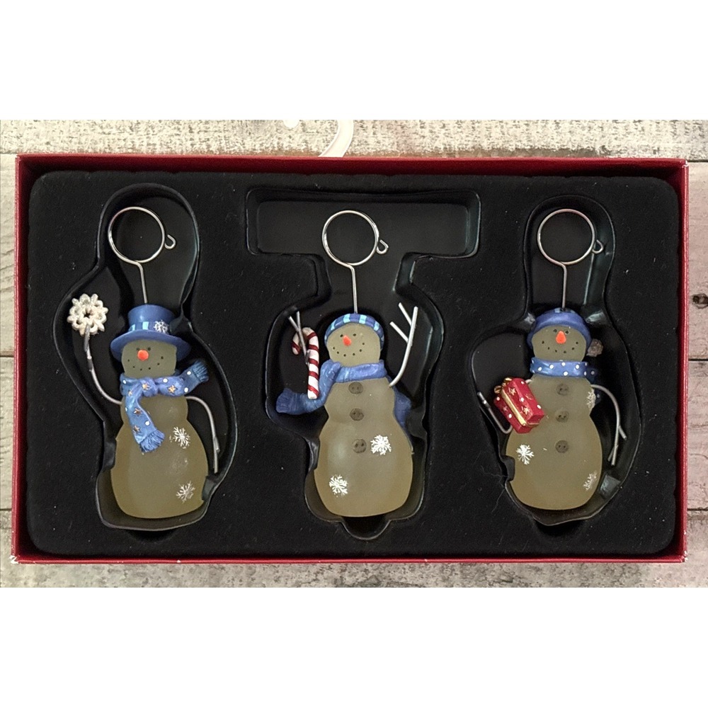 St. Nicholas Square‎ Frosted Glass Snowmen Photo/Card Holder